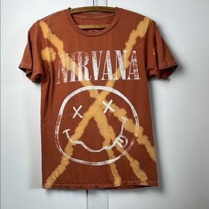 NIRVANA Dark Orange Short Sleeve Tee with Smiley Face